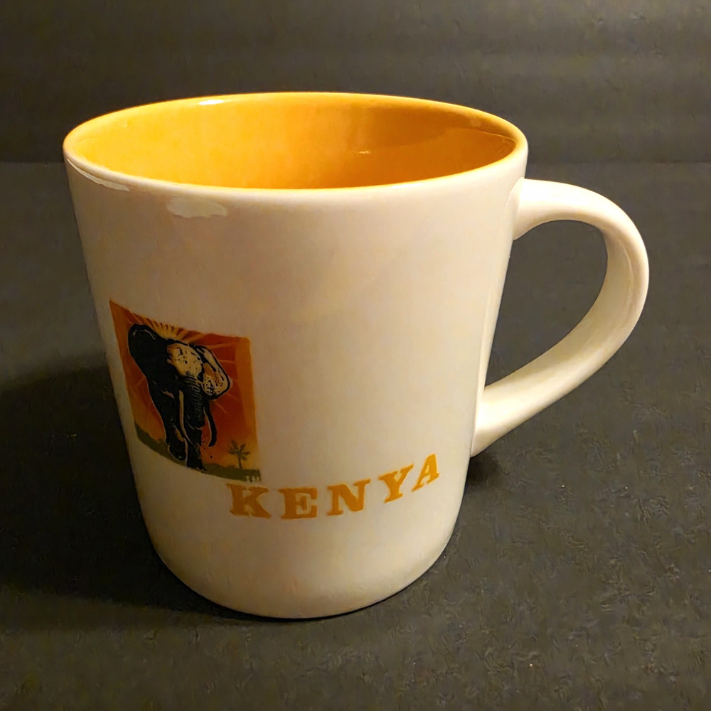 Starbucks Kenya Africa/Arabia World Map Mug White w/ Yellow/Orange Interior 2005